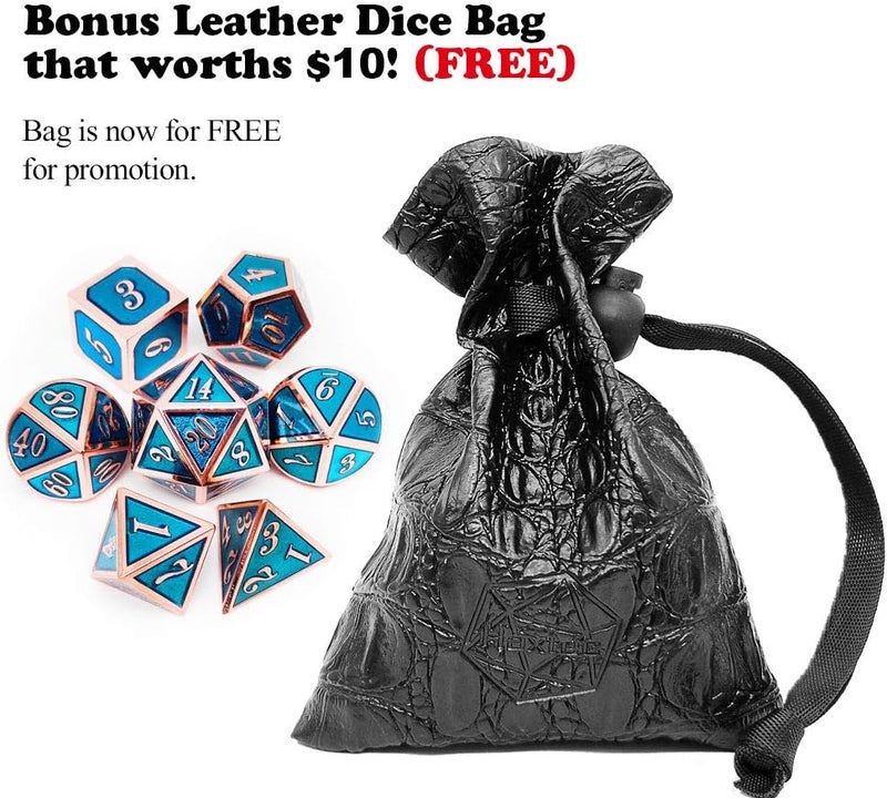 Haxtec Metal DND Dice Set Heavy D&D Dice for Dungeons and Dragons Pathfinder Roleplaying Table Games-Enamel Dice Copper Blue - Image 2